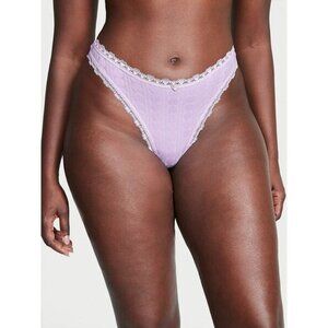 Victoria's Secret Stretch Cotton High-Leg Scoop Thong Panty Unicorn Purple M NEW